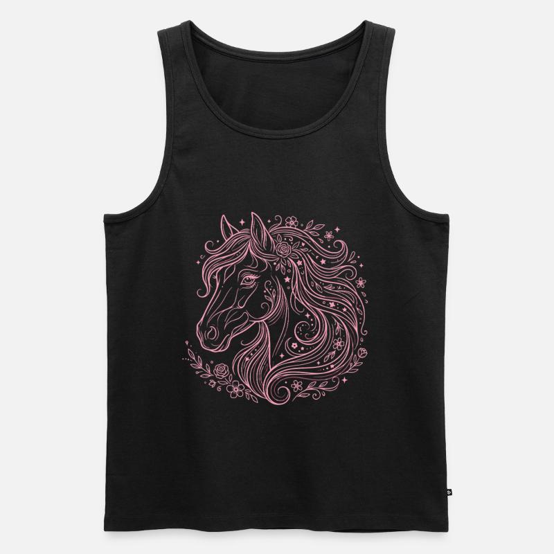 Pferdekopf Pferd Reiten - Männer Premium Bio Tank Top - Schwarz