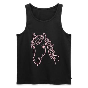 Fille Cheval Rose Art Trait Amour du Cheval - Débardeur bio Premium Homme - noir - Devant - Michal (187cm)
