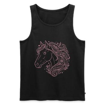Horse floral boho horse girl pink - Men's Premium Organic Tank Top - black - Front - Michal (187cm)