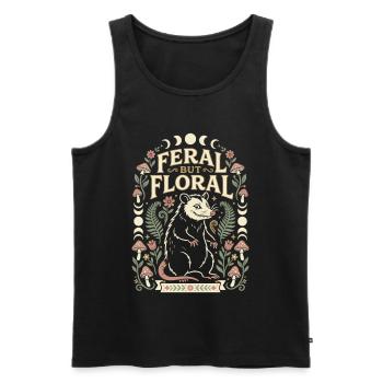 Feral But Floral Opossum Design - Men's Premium Organic Tank Top - black - Front - Michal (187cm)