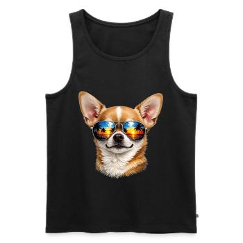 Chihuahua Sunglasses Summer Beach Palm Trees - Men's Premium Organic Tank Top - black - Front - Michal (187cm)
