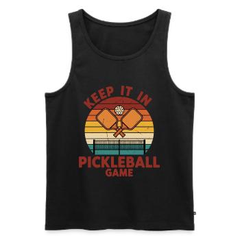 Pickleball Keep It In Game lustige Spieler-Paddel - Männer Premium Bio Tank Top - Schwarz - Vorne - Michal (187cm)