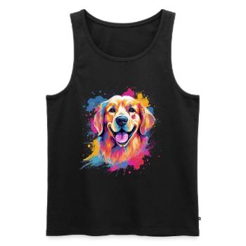 Splash Art Golden Retriever - Männer Premium Bio Tank Top - Schwarz - Vorne - Michal (187cm)