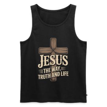 Jesus the Way, Truth and Life - Men's Premium Organic Tank Top - black - Front - Michal (187cm)