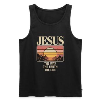 Jésus, la voie, la vérité, la vie, Jean 14:6 - Débardeur bio Premium Homme - noir - Devant - Michal (187cm)