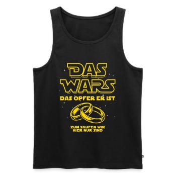 JGA Das Wars. Das Opfer er ist - Bier saufen - Männer Premium Bio Tank Top - Schwarz - Vorne - Michal (187cm)