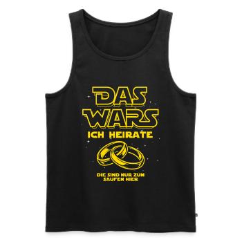 JGA Das Wars. Ich heirate - Eheringe - Männer Premium Bio Tank Top - Schwarz - Vorne - Michal (187cm)