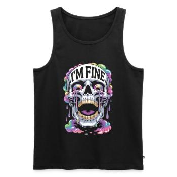 T-shirt de crâne Streetwear Crâne - Je vais bien - Débardeur bio Premium Homme - noir - Devant - Michal (187cm)