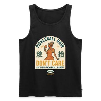 Pickleball Hair Dont Care Love Pickleball Funny - Men's Premium Organic Tank Top - black - Front - AI Model Male 178 light (178cm)