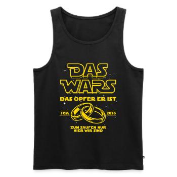JGA 2026 Das Wars. Das Opfer er ist - Bier saufen - Männer Premium Bio Tank Top - Schwarz - Vorne - Michal (187cm)