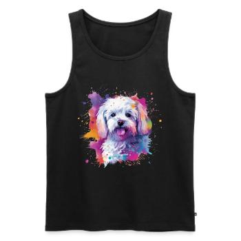 Maltesische bunte Hunde-Splash-Kunst - Männer Premium Bio Tank Top - Schwarz - Vorne - AI Model Male 178 light (178cm)