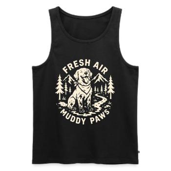 Fresh Air Muddy Paws Outdoor-Hundedesign - Männer Premium Bio Tank Top - Schwarz - Vorne - AI Model Male 178 light (178cm)