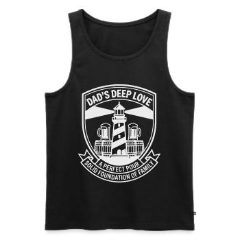 Dad's Deep Love Vatertag Leuchtturm Bier Wappen - Männer Premium Bio Tank Top - Schwarz - Vorne - Michal (187cm)
