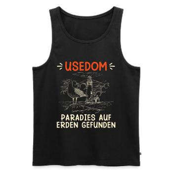 USEDOM PARADIES AUF ERDEN GEFUNDEN Lustig - Männer Premium Bio Tank Top - Schwarz - Vorne - Michal (187cm)
