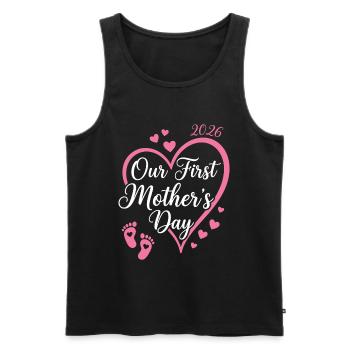 First Mothers Day 2026 Shirt Gift Mom Baby Ge - Men's Premium Organic Tank Top - black - Front - AI Model Male 178 light (178cm)