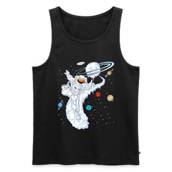 Astronaut Skiing Planet Shirt - Men's Premium Organic Tank Top - black - Front - AI Model Male 178 light (178cm)
