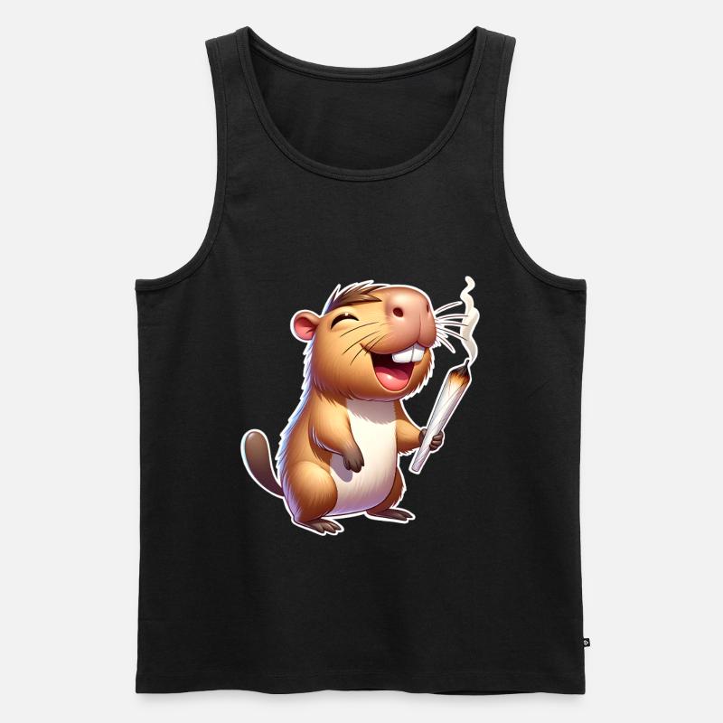 Capybara Joint Weed - Männer Premium Bio Tank Top - Schwarz