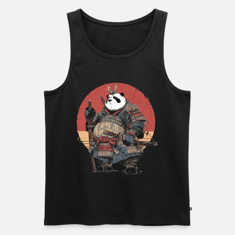 Panda-Samurai in robuster Rüstung - Männer Premium Bio Tank Top - Schwarz