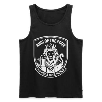 Vatertag Löwe King of the Pour Bier - Débardeur bio Premium Homme - noir - Devant - Michal (187cm)