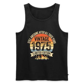 Jahrgang 1975 Retro Geburtstags Design  - Männer Premium Bio Tank Top - Schwarz - Vorne - AI Model Male 178 light (178cm)