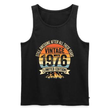 Jahrgang 1976 Retro Geburtstags Design  - Männer Premium Bio Tank Top - Schwarz - Vorne - AI Model Male 178 light (178cm)