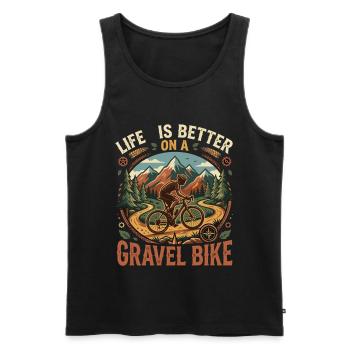 Aventure nature de gravel bike Life Is Better - Débardeur bio Premium Homme - noir - Devant - Michal (187cm)