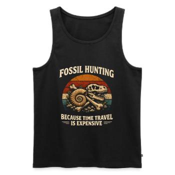 Fossilienjagd statt Zeitreise | Paläontologie - Männer Premium Bio Tank Top - Schwarz - Vorne - AI Model Male 178 light (178cm)