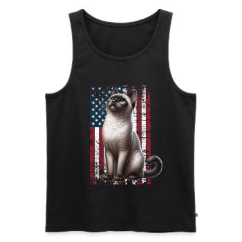 Siamese Cat US Siamkatze - Männer Premium Bio Tank Top - Schwarz - Vorne - AI Model Male 178 light (178cm)
