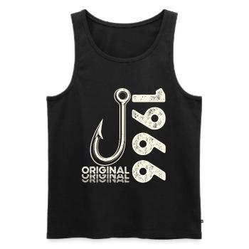 60th Birthday Gift Angler Fishing Man 1966 - Men's Premium Organic Tank Top - black - Front - Michal (187cm)