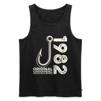 44th Birthday Gift Angler Fishing Man 1982 - Men's Premium Organic Tank Top - black - Front - Michal (187cm)
