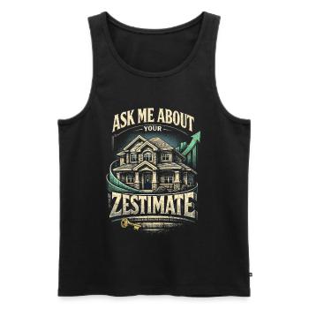 Immobilienmakler Makler Ask Me About Zestimate - Männer Premium Bio Tank Top - Schwarz - Vorne - Michal (187cm)