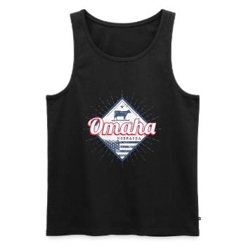 Souvenir des États-Unis à Omaha City, Nebraska - Débardeur bio Premium Homme - noir - Devant - Michal (187cm)