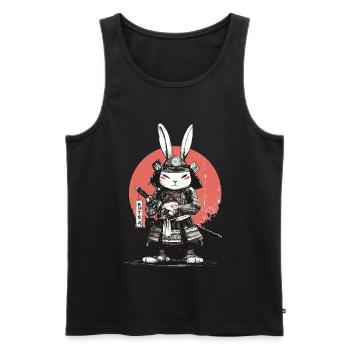 Samurai Rabbit in Armor with Katana - Men's Premium Organic Tank Top - black - Front - Michal (187cm)