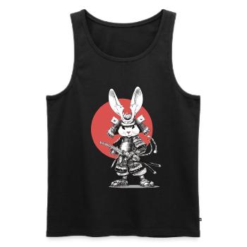 Samurai Rabbit in Armor with Katana - Men's Premium Organic Tank Top - black - Front - AI Model Male 178 light (178cm)