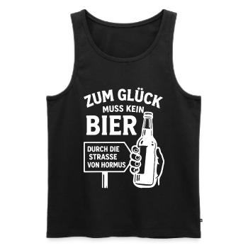 Bier Spruch Bierflasche  Strasse von Hormus - Männer Premium Bio Tank Top - Schwarz - Vorne - AI Model Male 178 light (178cm)