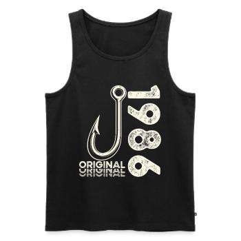40th Birthday Gift Angler Fishing Man 1986 - Men's Premium Organic Tank Top - black - Front - Michal (187cm)