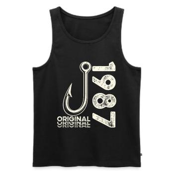 39th Birthday Gift Angler Fishing Man 1987 - Men's Premium Organic Tank Top - black - Front - Michal (187cm)