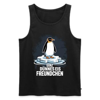 Ganz Dünnes Eis Freundchen Pinguin Lustig Shirt - Männer Premium Bio Tank Top - Schwarz - Vorne - Michal (187cm)