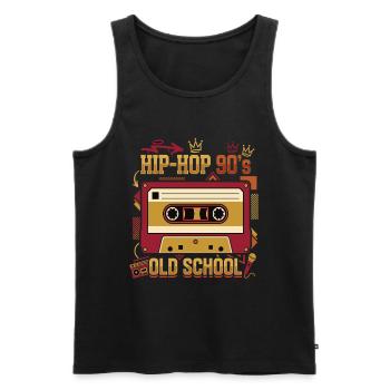 Hip Hop 90s Oldschool Cassette Retro - Men's Premium Organic Tank Top - black - Front - AI Model Male 178 light (178cm)