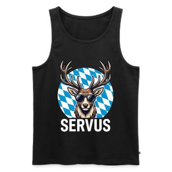 Servus Cooler Hirsch Bayern Volksfest - Männer Premium Bio Tank Top - Schwarz - Vorne - AI Model Male 178 light (178cm)