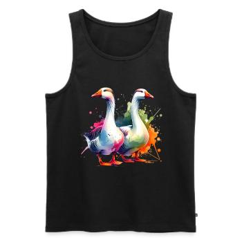 Emdengans Embden Goose - Männer Premium Bio Tank Top - Schwarz - Vorne - AI Model Male 178 light (178cm)