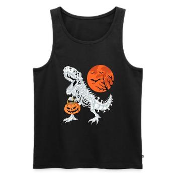 T-Rex Skeleton Halloween Halloween : Des bonbons ou un sort - Débardeur bio Premium Homme - noir - Devant - Michal (187cm)