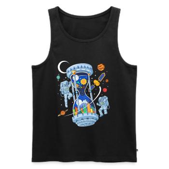 Space Hourglass Astronauts Galaxy Time - Men's Premium Organic Tank Top - black - Front - Michal (187cm)