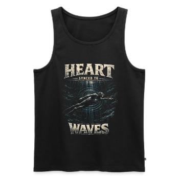 Apnée libre apnée Cœur synchronisé avec les vagues - Débardeur bio Premium Homme - noir - Devant - AI Model Male 178 light (178cm)