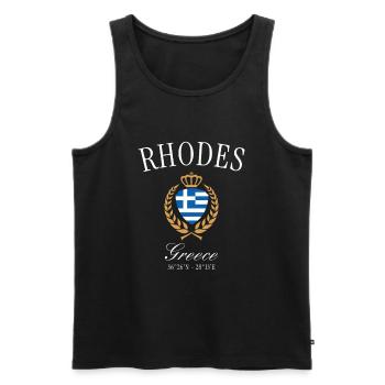 Rhodos Griechenland Wappen Krone – Reise Souvenir - Männer Premium Bio Tank Top - Schwarz - Vorne - AI Model Male 178 light (178cm)