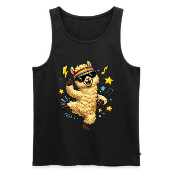 Dancing alpaca with sunglasses and beats - Men's Premium Organic Tank Top - black - Front - Michal (187cm)