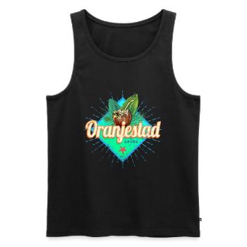 Oranjestad in Aruba Vacation Vintage Caribbean Design - Men's Premium Organic Tank Top - black - Front - AI Model Male 178 light (178cm)