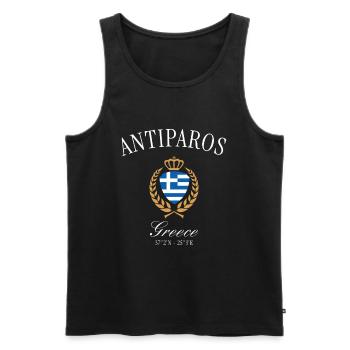 Armoiries de la Couronne d’Antiparos Grec Souvenir de voyage - Débardeur bio Premium Homme - noir - Devant - AI Model Male 178 light (178cm)