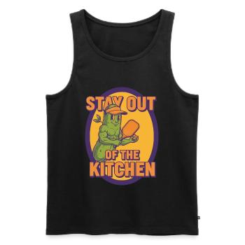 Pickleball-lustiger Spieler: Bleib aus der Küche raus - Männer Premium Bio Tank Top - Schwarz - Vorne - Michal (187cm)