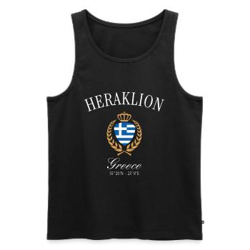 Armoiries de Héraklion Grèce Souvenir de voyage de la couronne - Débardeur bio Premium Homme - noir - Devant - AI Model Male 178 light (178cm)